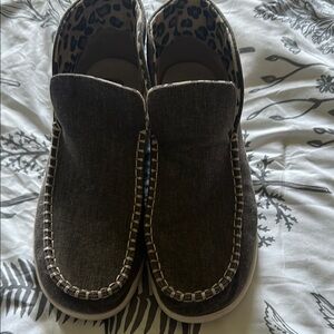 Hey Dude Brown Moccasins with Leopard Print